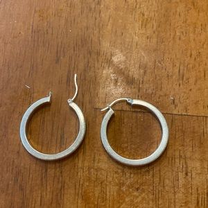 Silver hoop earrings 1.4” diameter